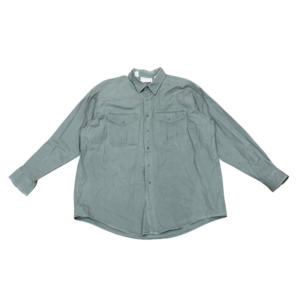 Vintage C.C. Filson Style 52 Shirt XXL Made‎ USA 100% Cotton Gray Green Workwear